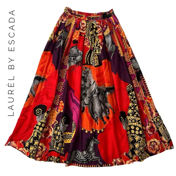 Escada Dresses & Skirts - LAURÈL by ESCADA Vintage Vibrant Equestrian Maxi A-Line Skirt Size 2